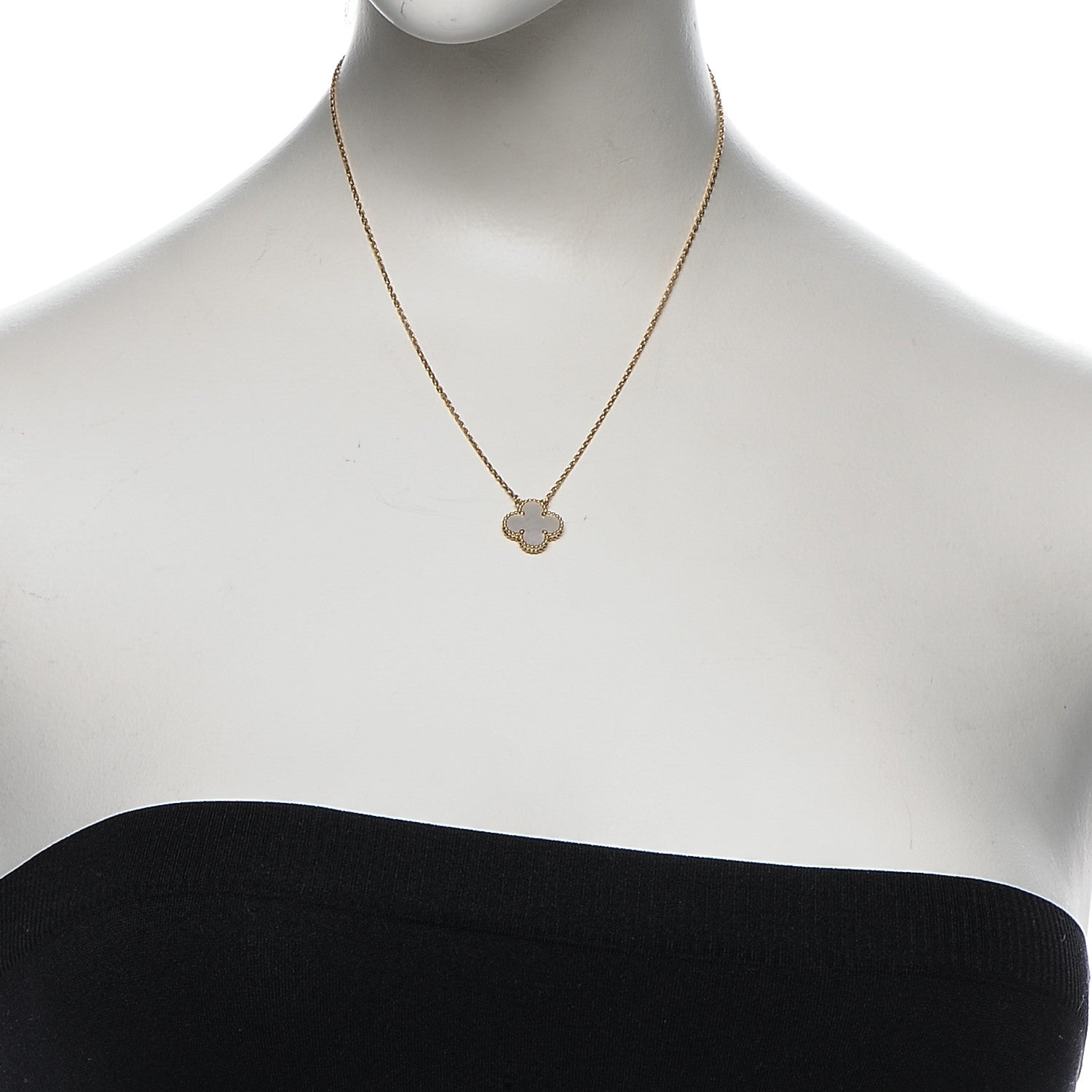 Van Cleef & Arpels 18K Yellow Gold Mother of Pearl Vintage Alhambra Pendant Necklace 2 of 5