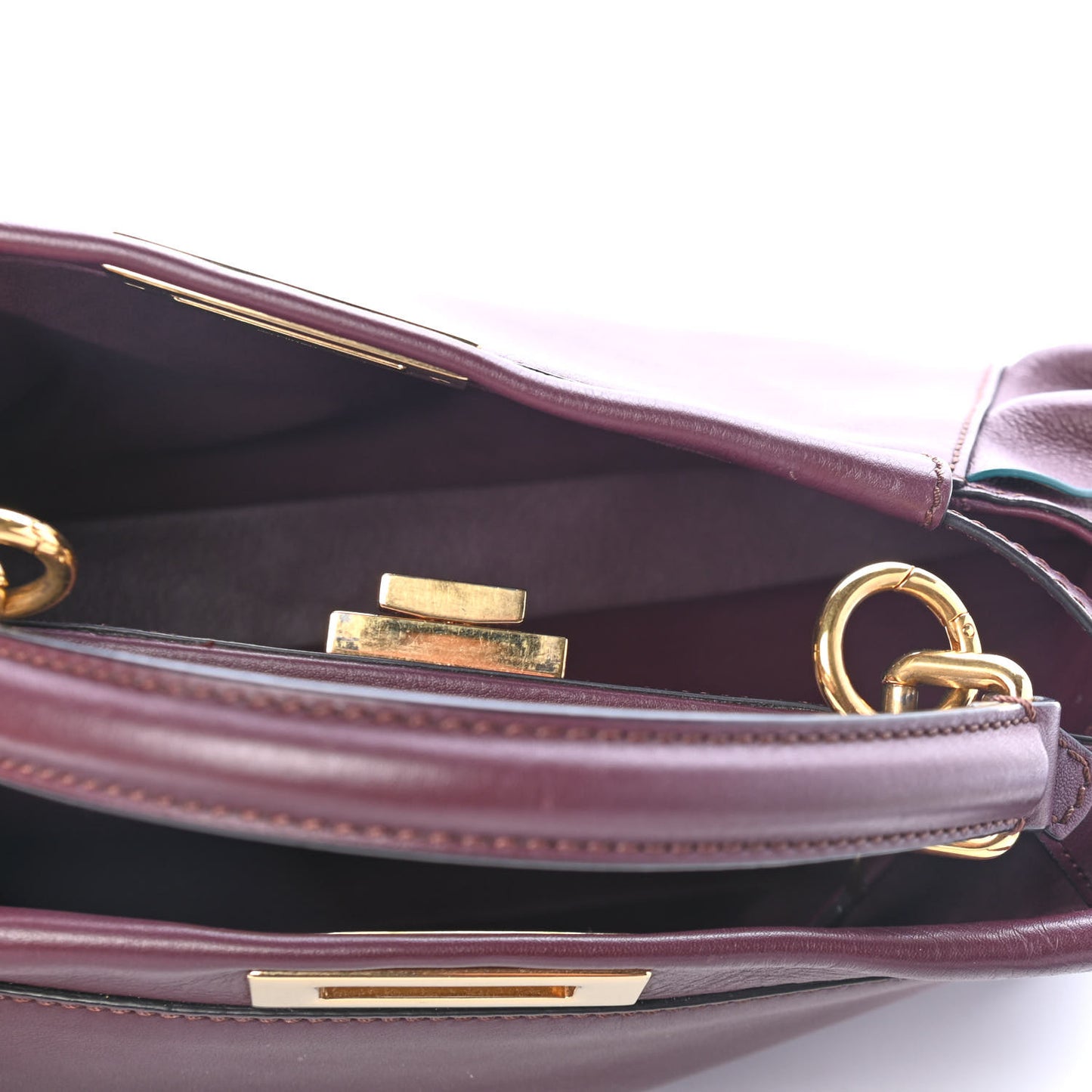 Vitello Seta Waves Bi-Color Medium Peekaboo Iconic Satchel Bordeaux Latte