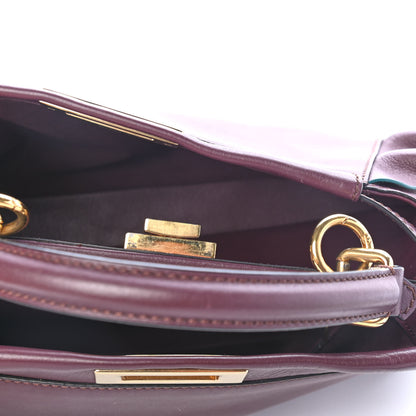 Fendi Vitello Seta Waves Bi-Color Medium Peekaboo Iconic Satchel Bordeaux Latte 4 of 4