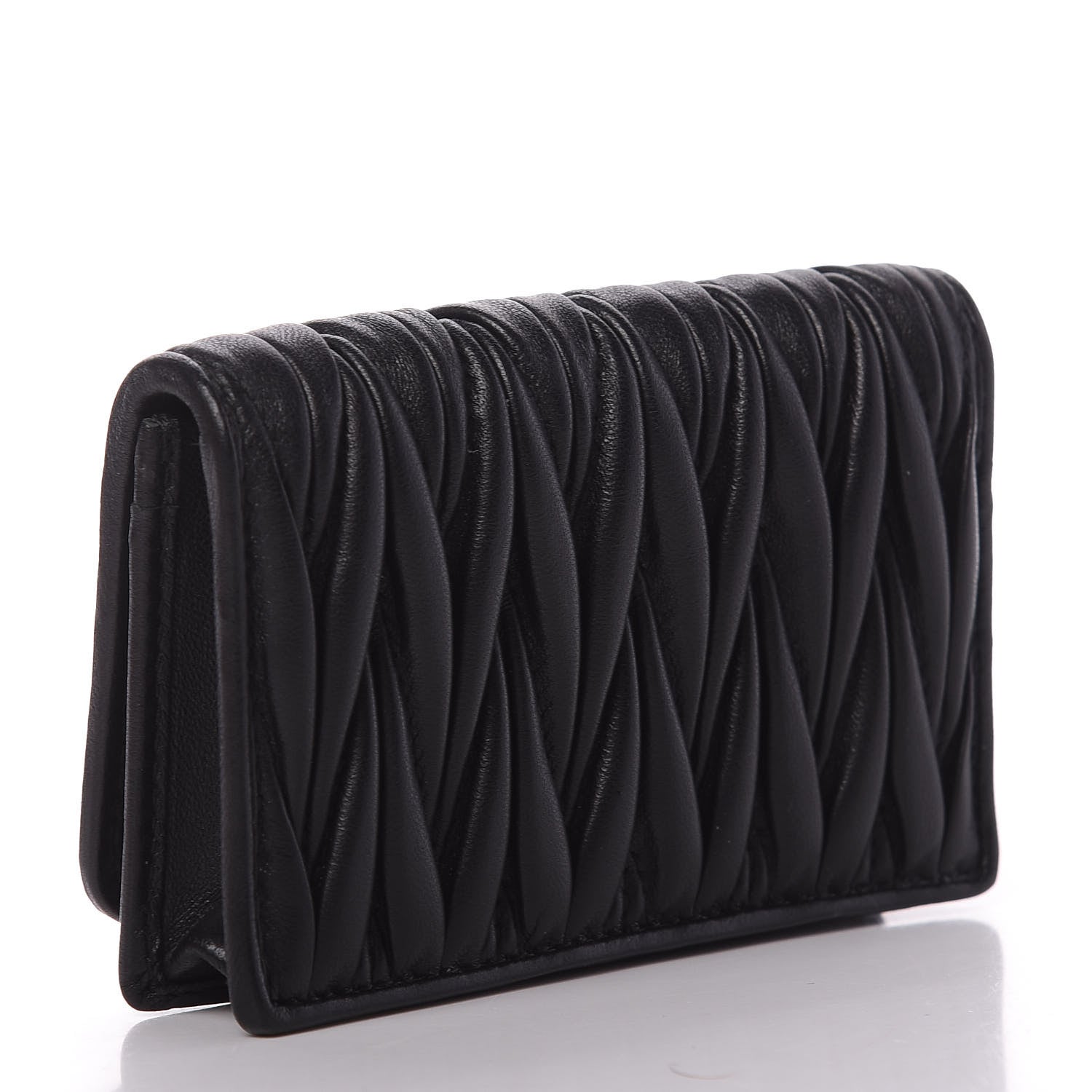 Miu Miu Nappa Matelasse Flap Wallet Black 3 of 7