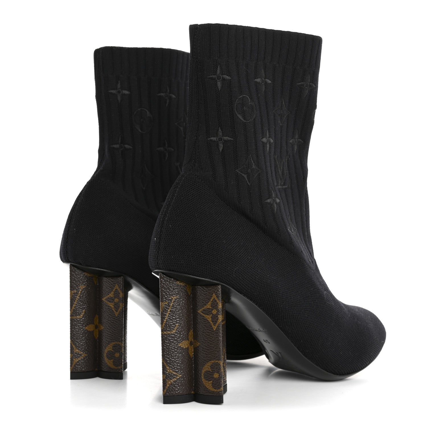 Louis Vuitton Monogram Stretch Fabric Silhouette Ankle Boots 40 Black 5 of 9