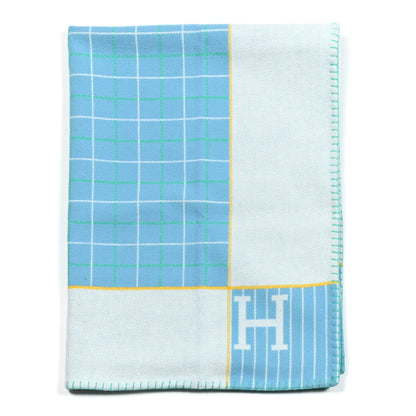 Hermes Wool Cashmere Avalon Passe-Passe Blanket Bleuet 1 of 3
