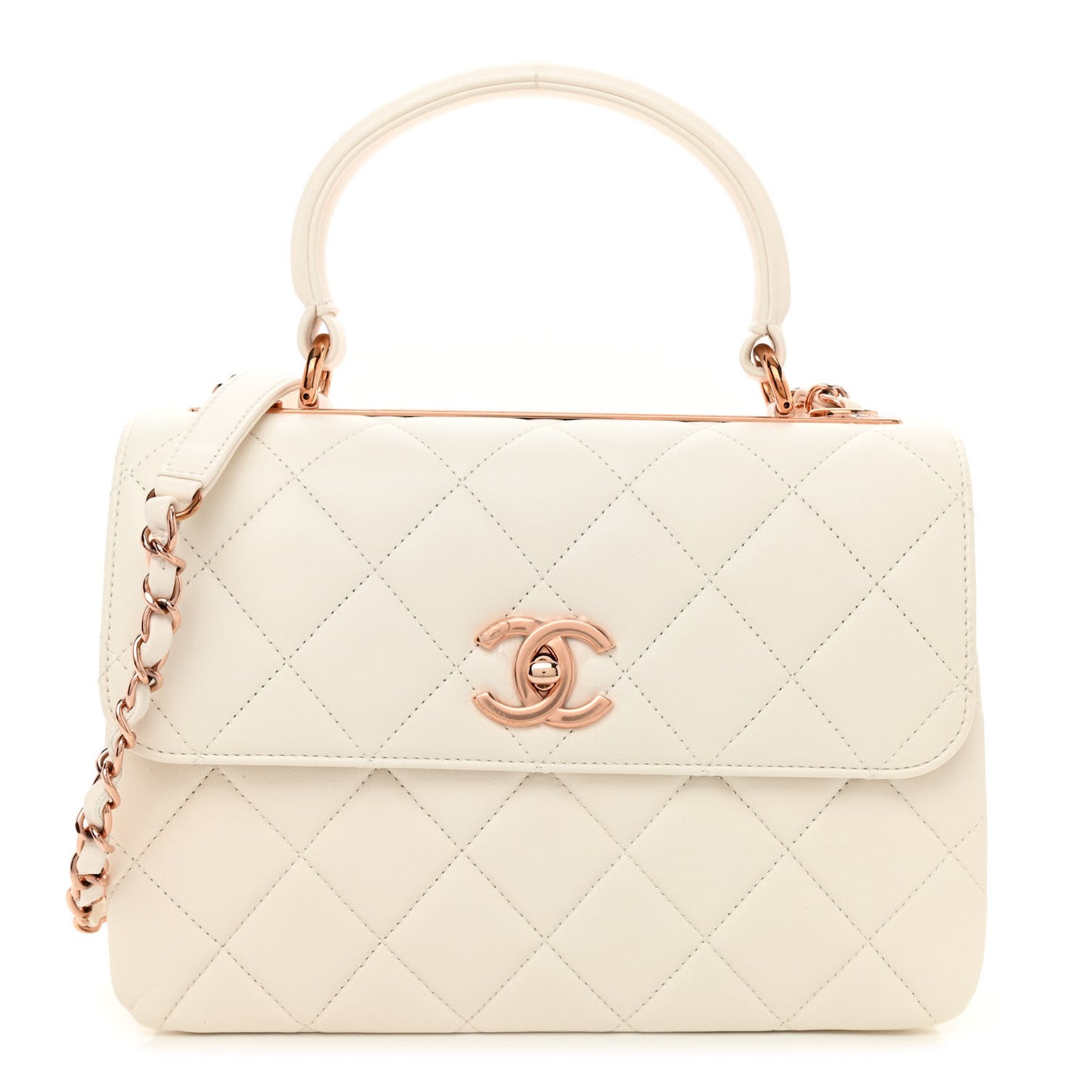Lambskin Quilted Small Trendy CC Dual Handle Flap Bag White
