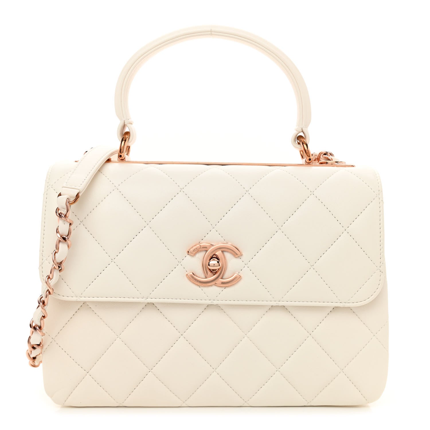 Chanel Lambskin Quilted Small Trendy CC Dual Handle Flap Bag White 1 of 10