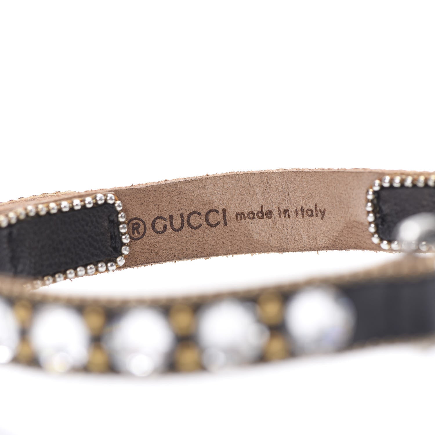 Gucci Calfskin Crystal Butterfly Bracelet Black 4 of 6