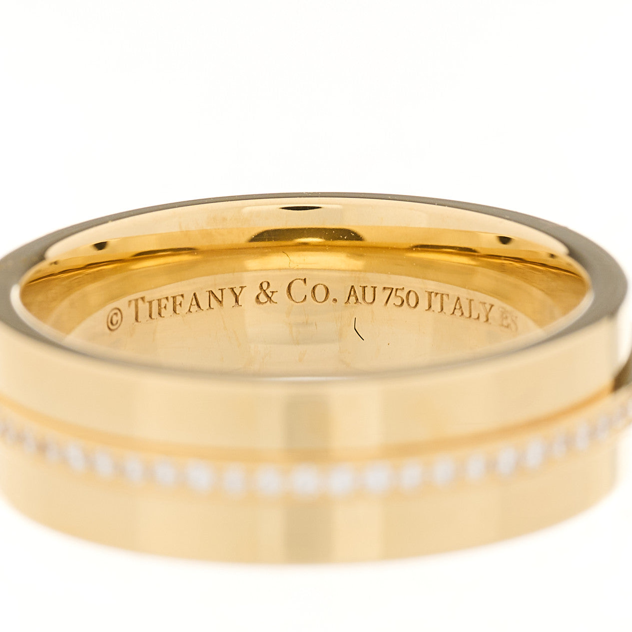 18K Yellow Gold Diamond Wide T Two Ring 49 5