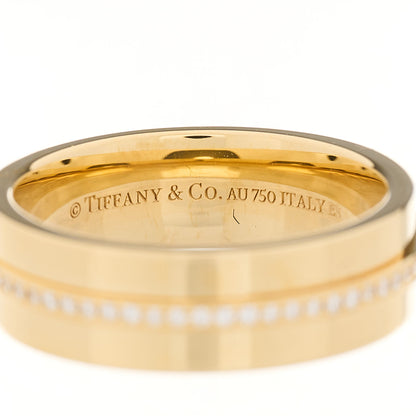 Tiffany 18K Yellow Gold Diamond Wide T Two Ring 49 5 3 of 3