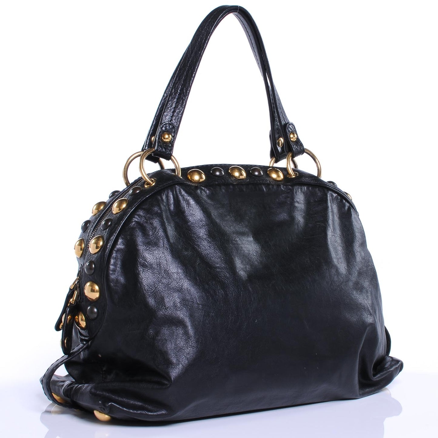 Leather Large Babouska Dome Bag Black