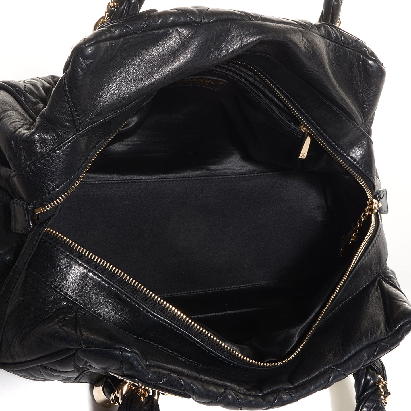 Distressed Lambskin Lady Braid Bowler Black