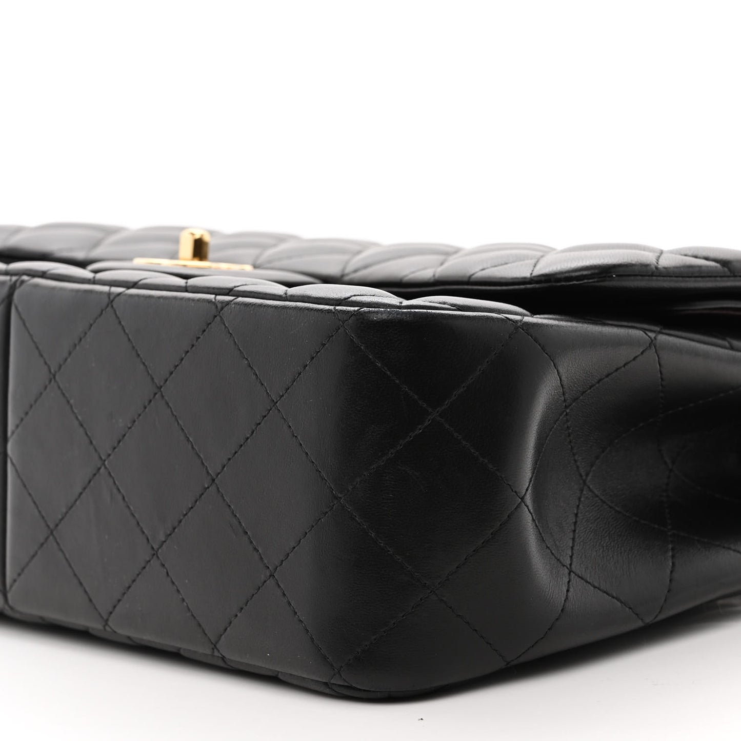 Lambskin Quilted Jumbo Double Flap Black