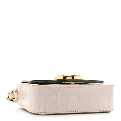 Chloe Calfskin Crocodile Embossed Mini C Double Carry Milky Cement Pink 4 of 15