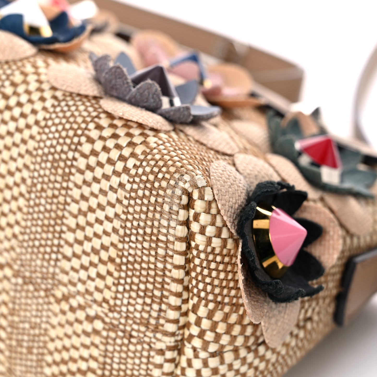 Paglia Vitello Dolce Flowerland Studded Striped Mini By The Way Boston Bag Natural Cuoio Multicolor