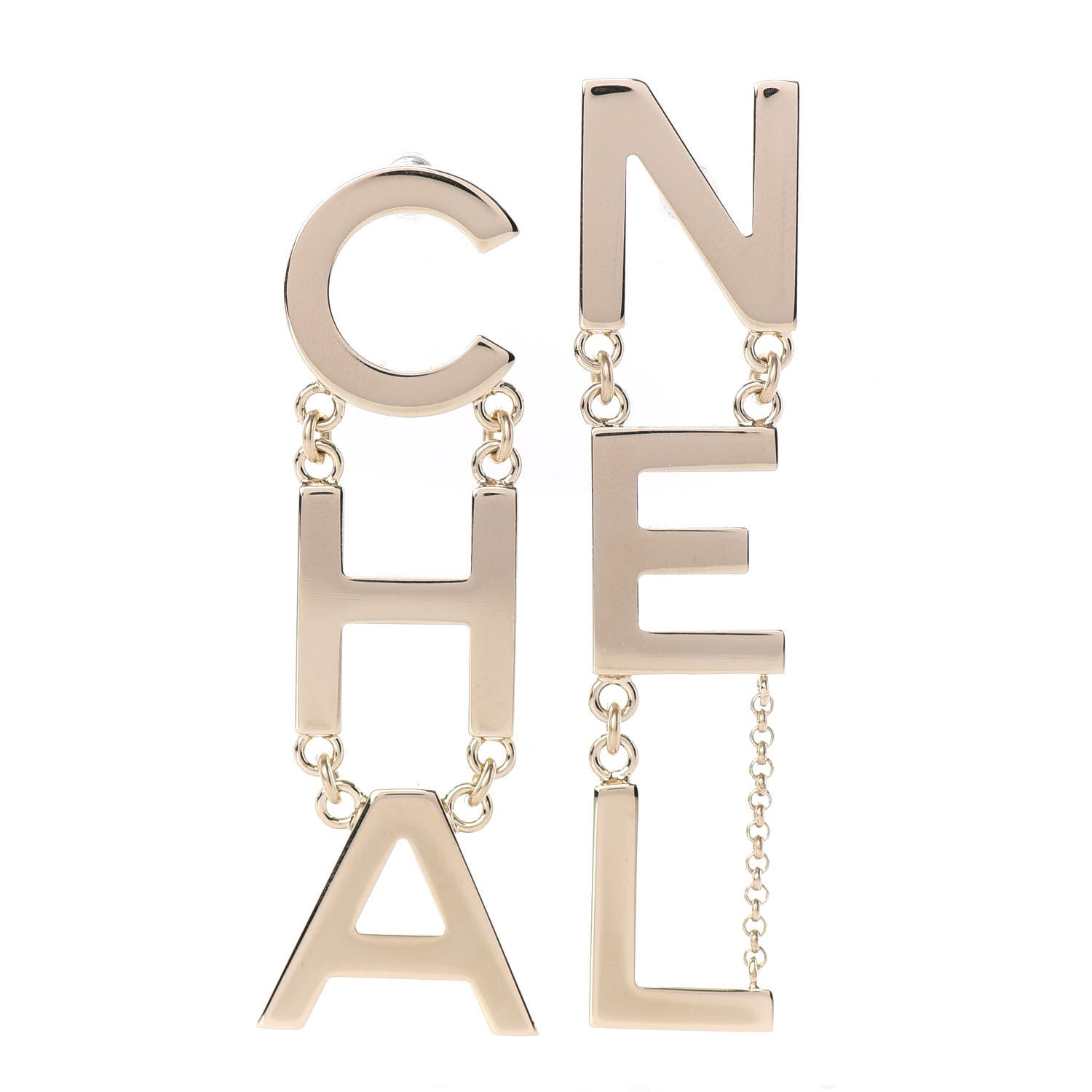 Chanel Metal Cha-Nel Logo Drop Earrings Gold 1 of 3