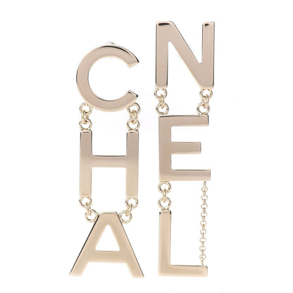 Chanel Metal Cha-Nel Logo Drop Earrings Gold 1 of 3