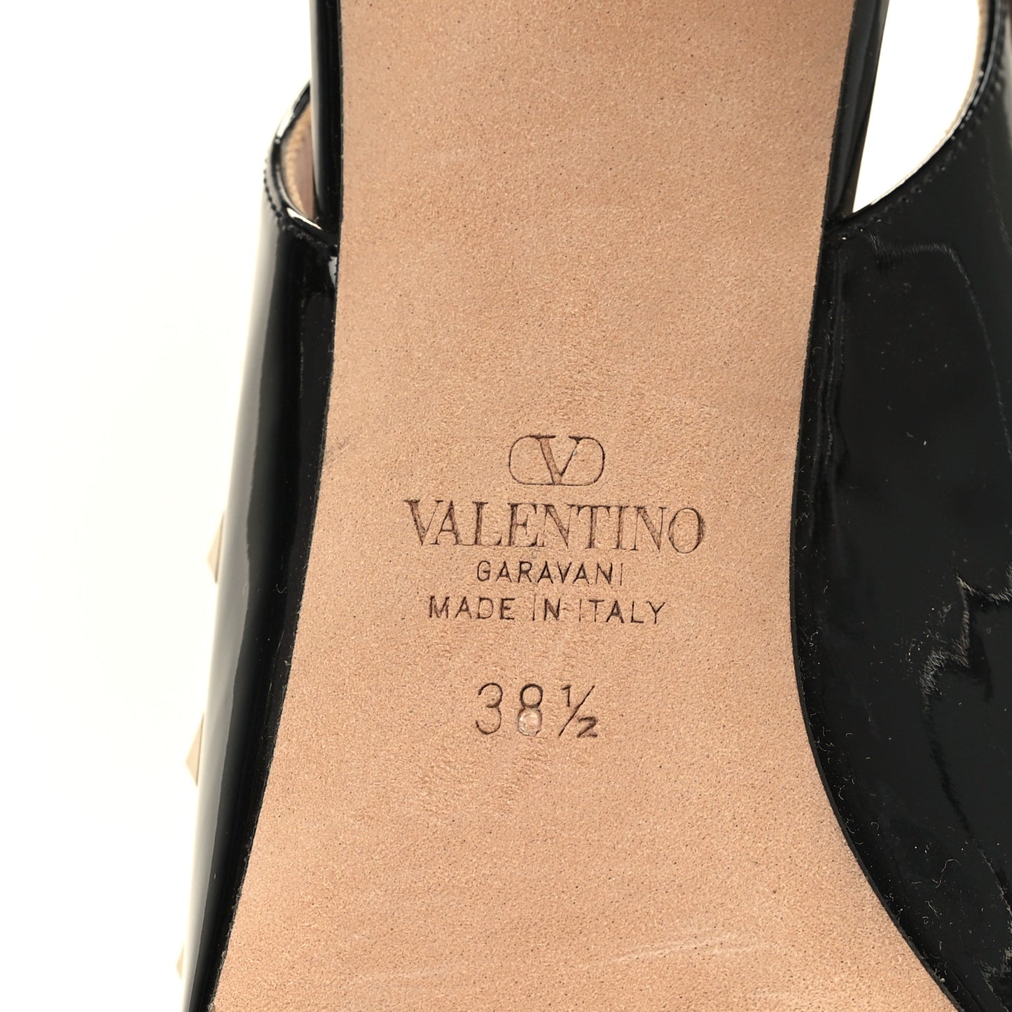 Patent Rockstud Bow Slingback Pumps 38.5 Black Poudre