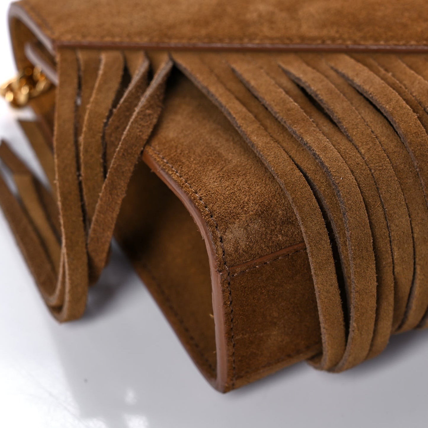 Suede Fringe Small Monogram Satchel Light Ocre