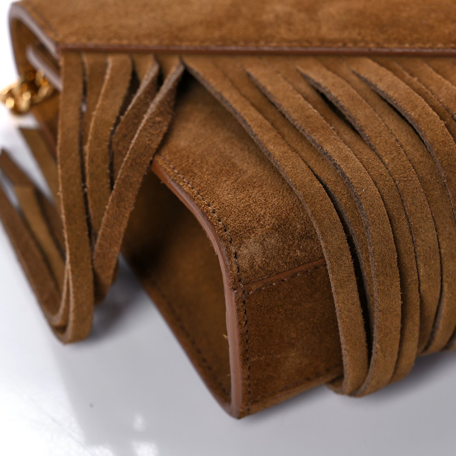 Saint Laurent Suede Fringe Small Monogram Satchel Light Ocre 9 of 11