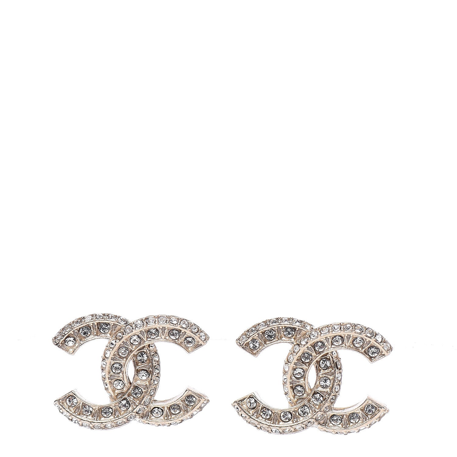 Chanel Crystal Timeless CC Earrings Light Gold 1 of 5