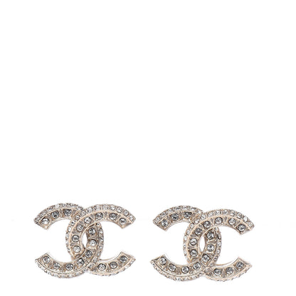 Chanel Crystal Timeless CC Earrings Light Gold 1 of 5