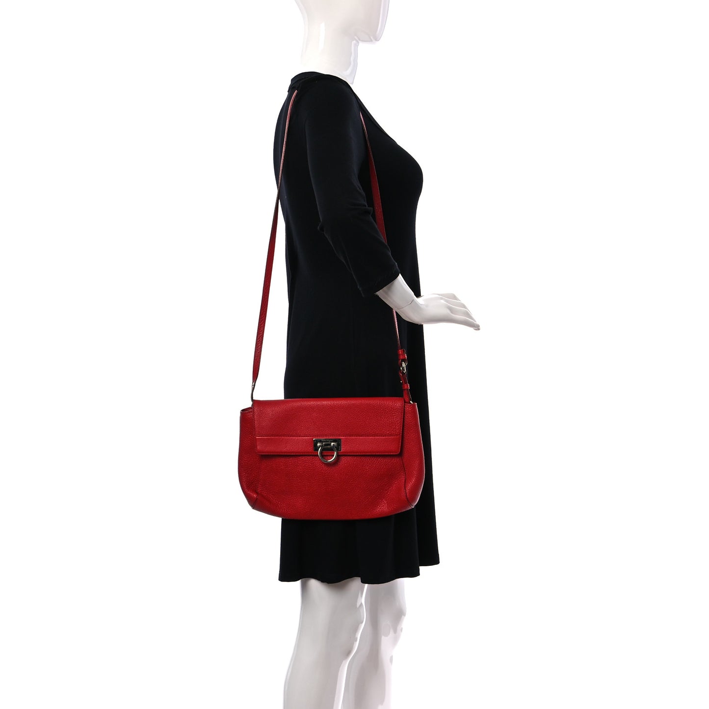 Calfskin Gancini Crossbody Red