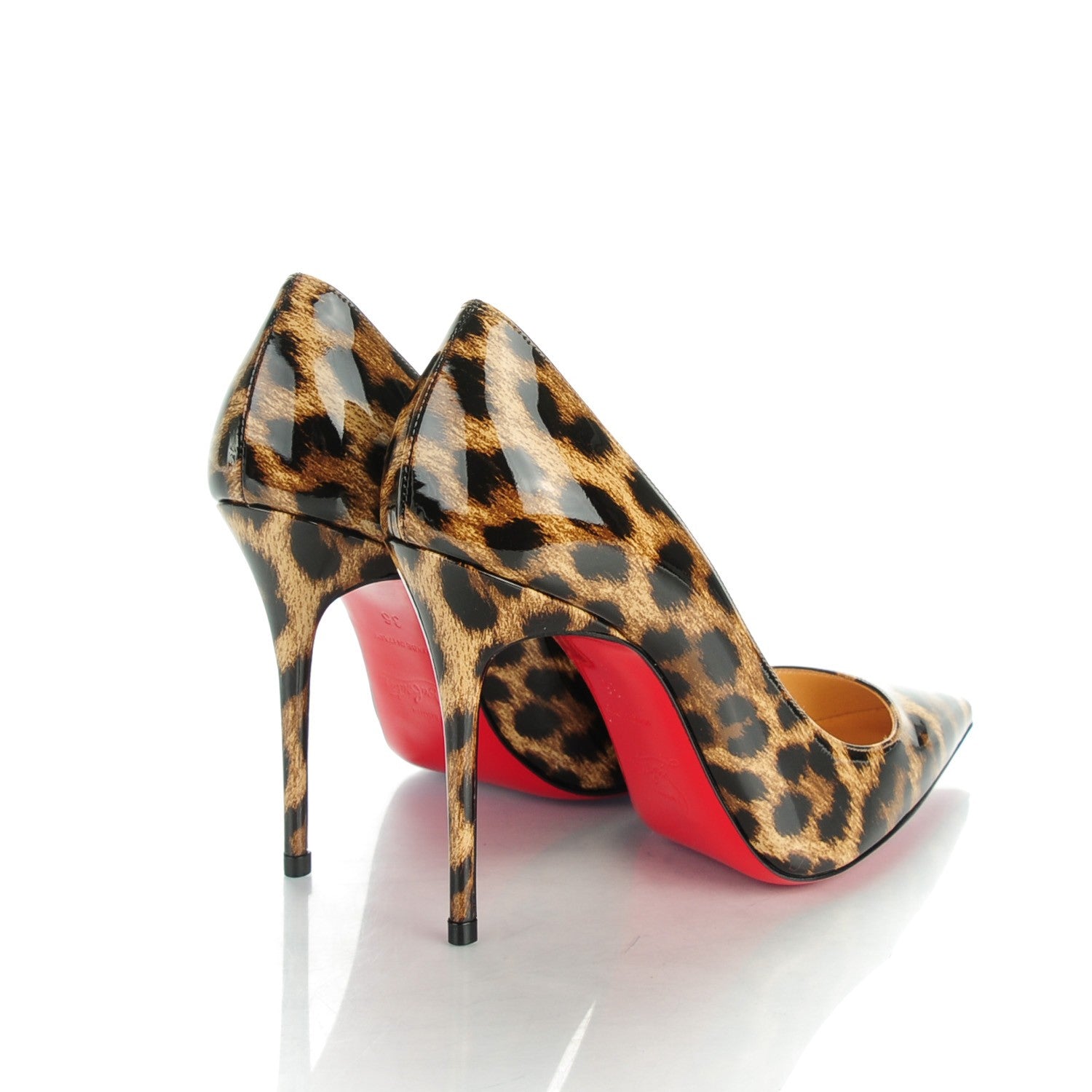 Christian Louboutin Patent Leopard Print Decollete 554 100 Pumps 36 Brown 4 of 8