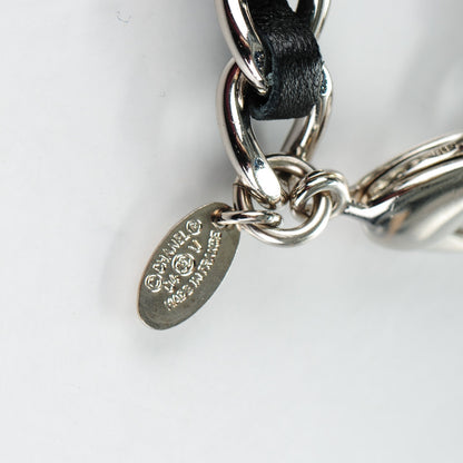 Chanel Lambskin Chain Logo Charms Bracelet Black Silver 5 of 5