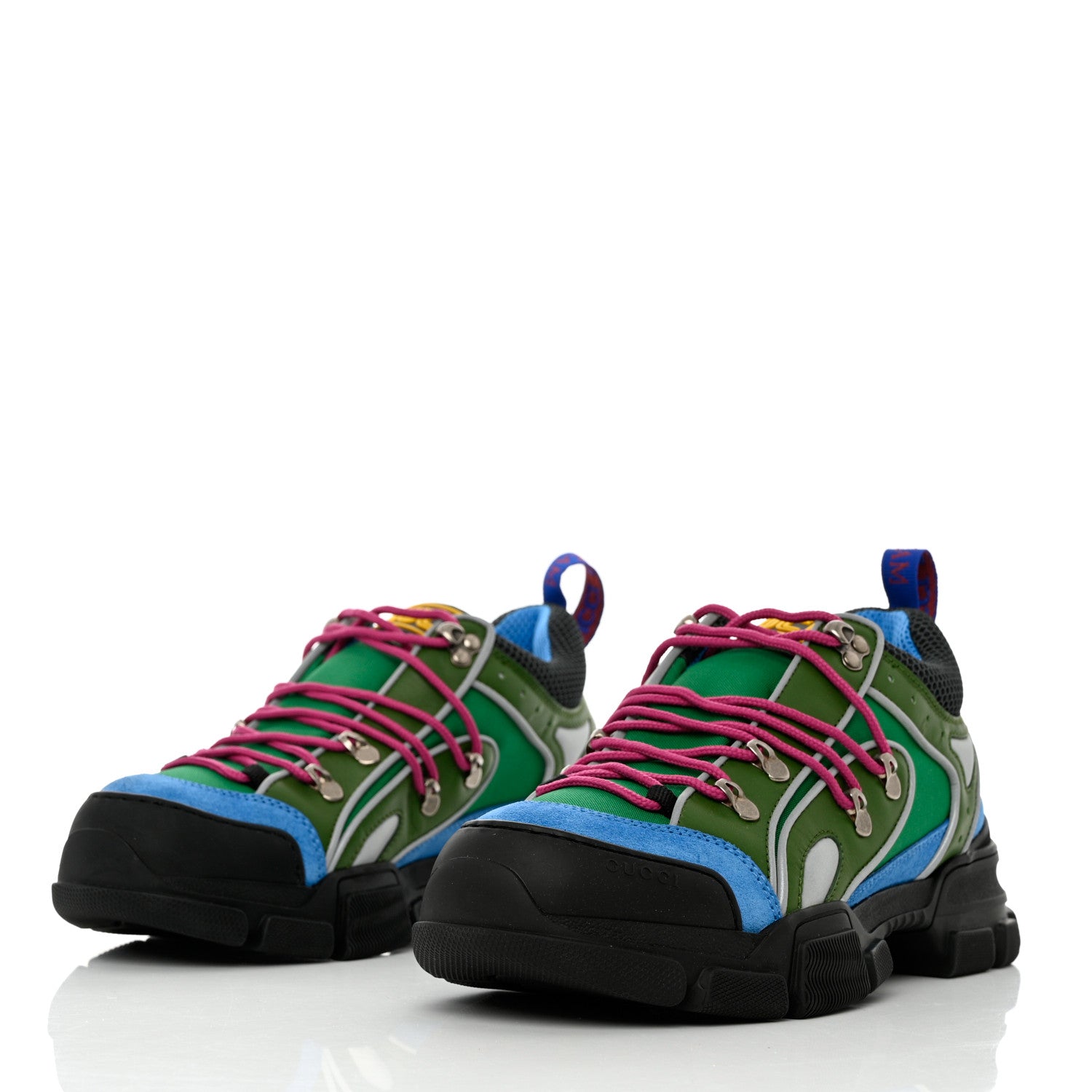 Gucci X SEGA Mesh Suede Calfskin Mens Flashtrek Sneakers 8 New Shamarock Bright Splash Vintage Green 3 of 9