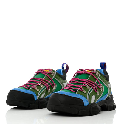 Gucci X SEGA Mesh Suede Calfskin Mens Flashtrek Sneakers 8 New Shamarock Bright Splash Vintage Green 3 of 9