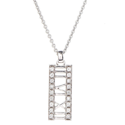 Tiffany 18K White Gold Diamond Atlas Bar Pendant Necklace 4 of 9