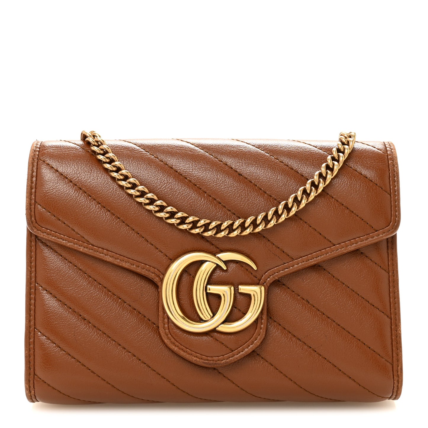 Azalea Calfskin Matelasse Diagonal GG Marmont Chain Wallet Cuir