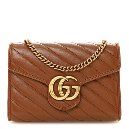 Gucci Azalea Calfskin Matelasse Diagonal GG Marmont Chain Wallet Cuir 1 of 13