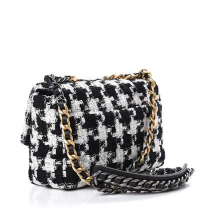 Chanel Tweed Quilted Medium 19 Flap Black Ecru White 3 of 11