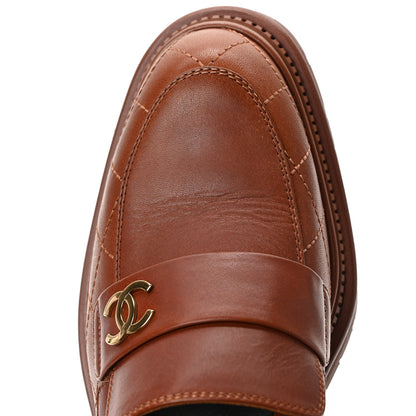 Chanel Calfskin Quilted CC Mocassin Loafers 41 Light Brown 9 of 10
