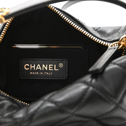 Chanel Lambskin Quilted Small Perfect Meeting Hobo Black 6 of 11