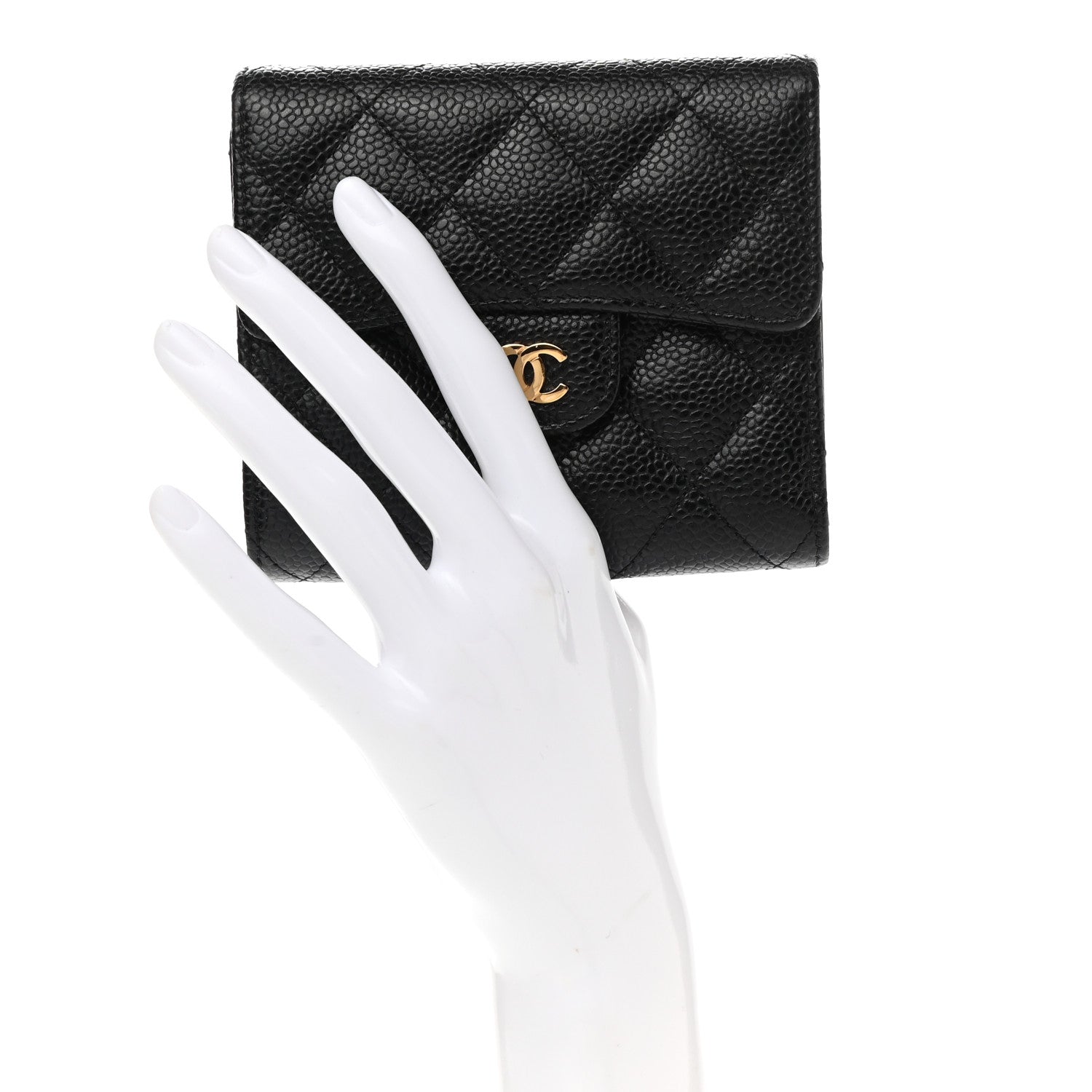 Chanel Caviar Quilted Compact Flap Wallet Black 2 of 7