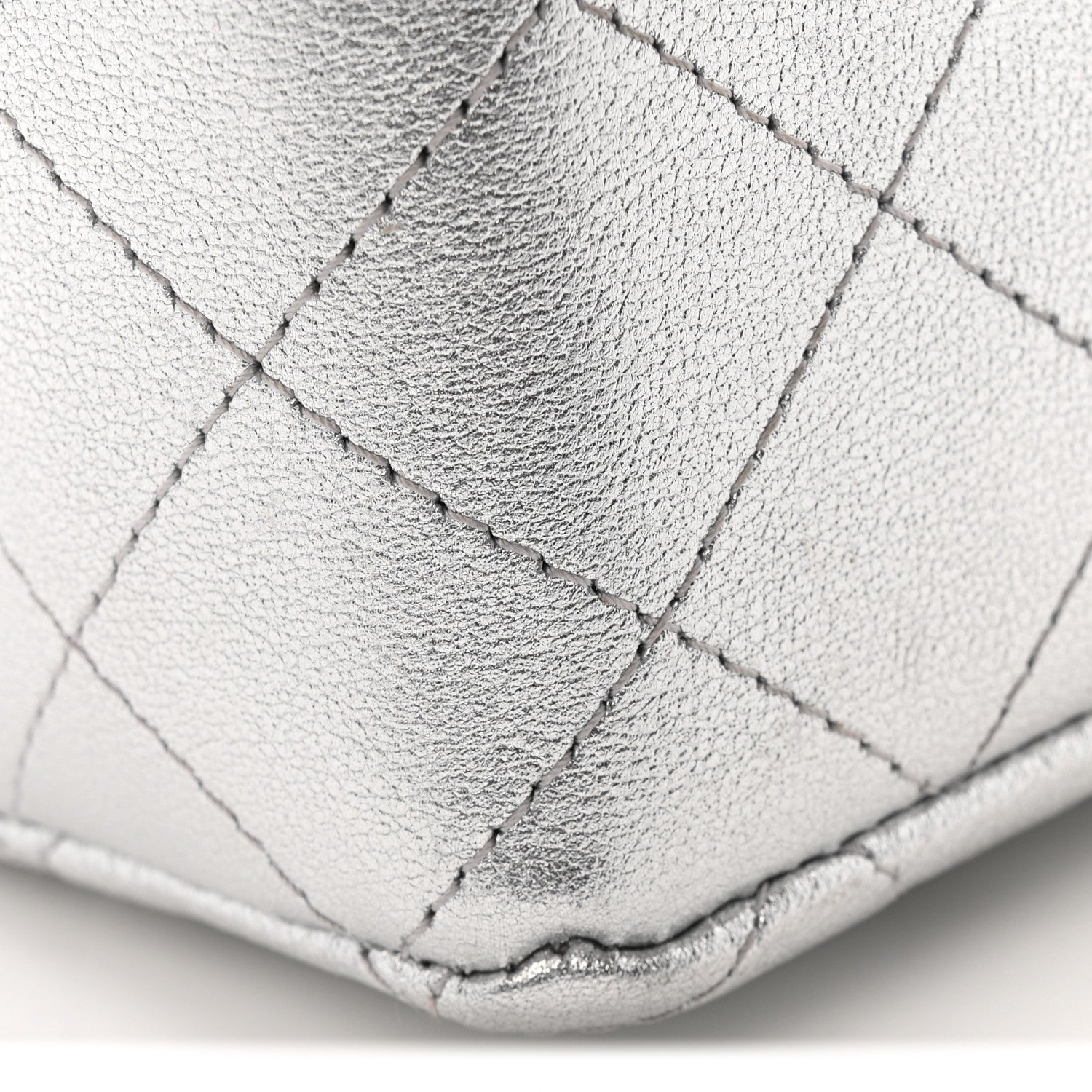Chanel Metallic Calfskin Quilted Mini Rectangular Flap Silvery 11 of 13