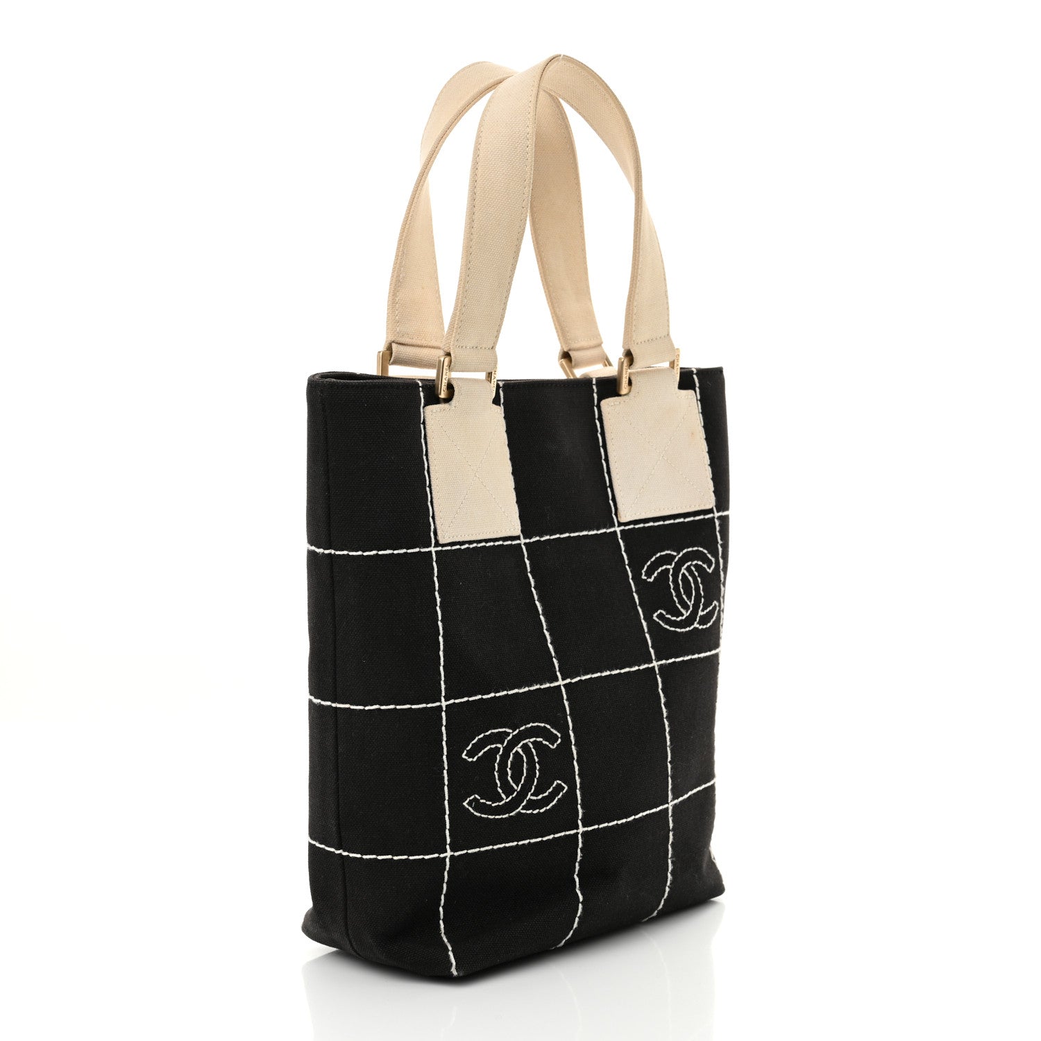 Chanel Canvas Square Stitched CC Small Tote Bag Black 3 of 19