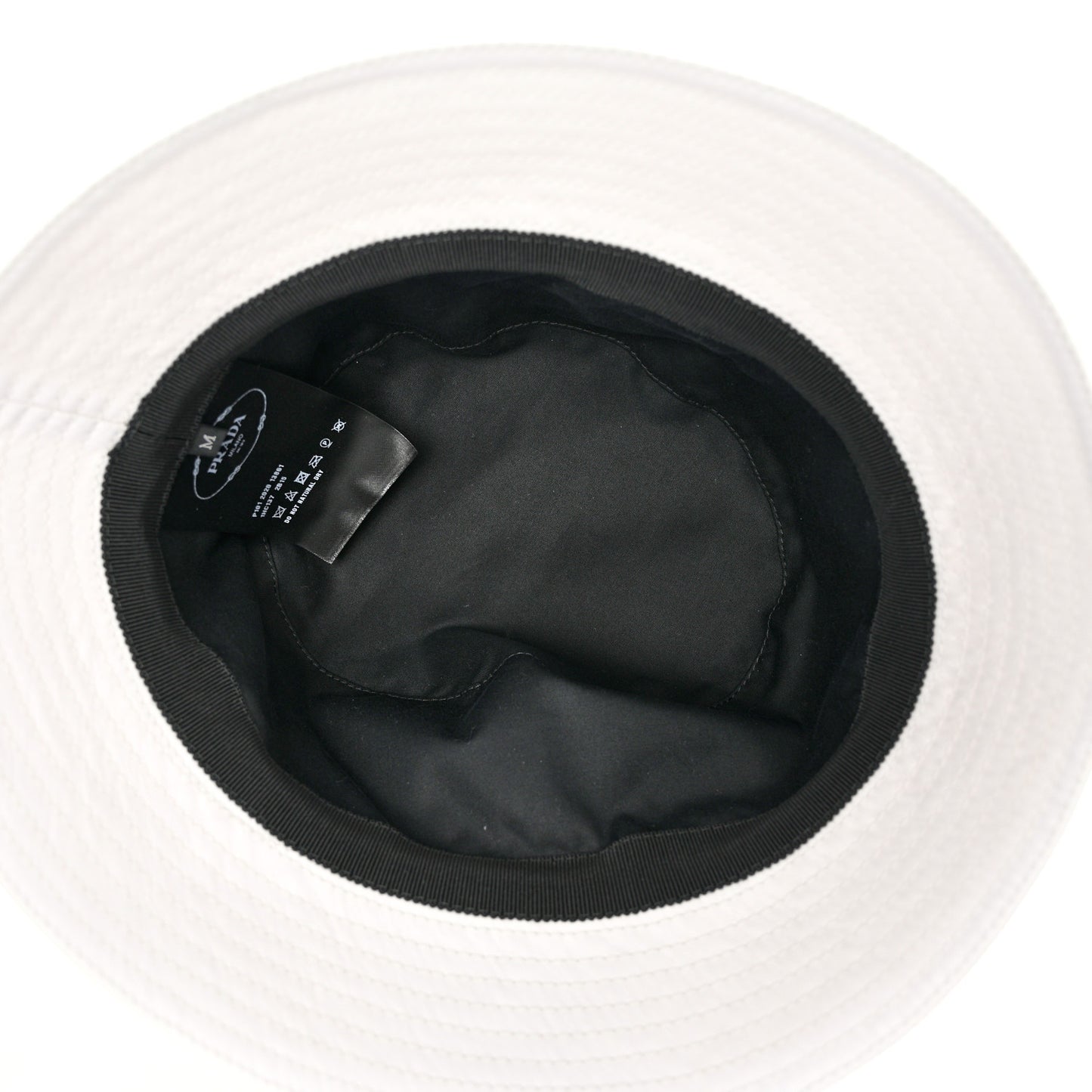 Tessuto Nylon Metal Triangle Logo Womens Bucket Hat M White