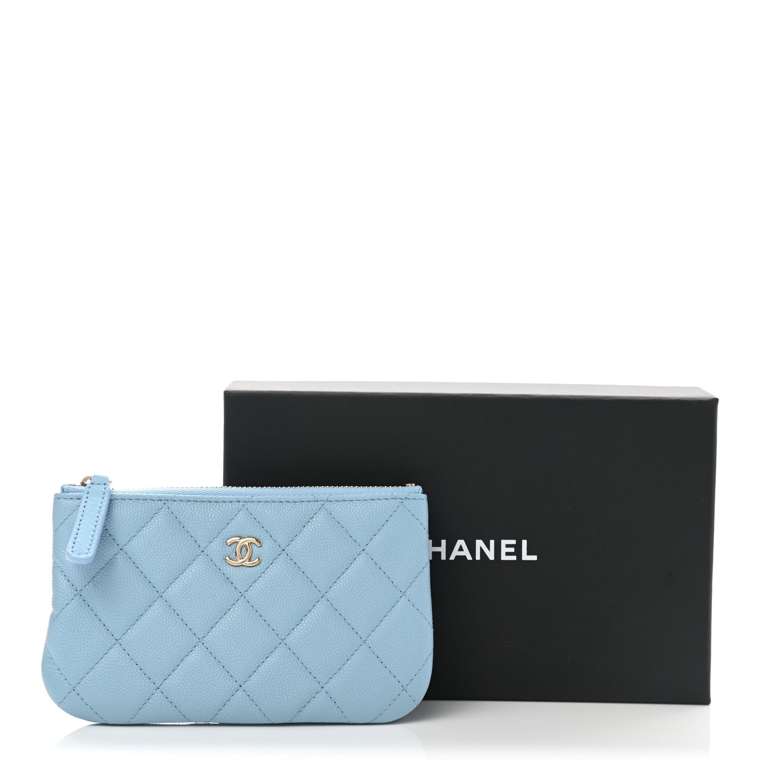 Chanel Caviar Quilted Small Cosmetic Case Light Blue 8 of 8