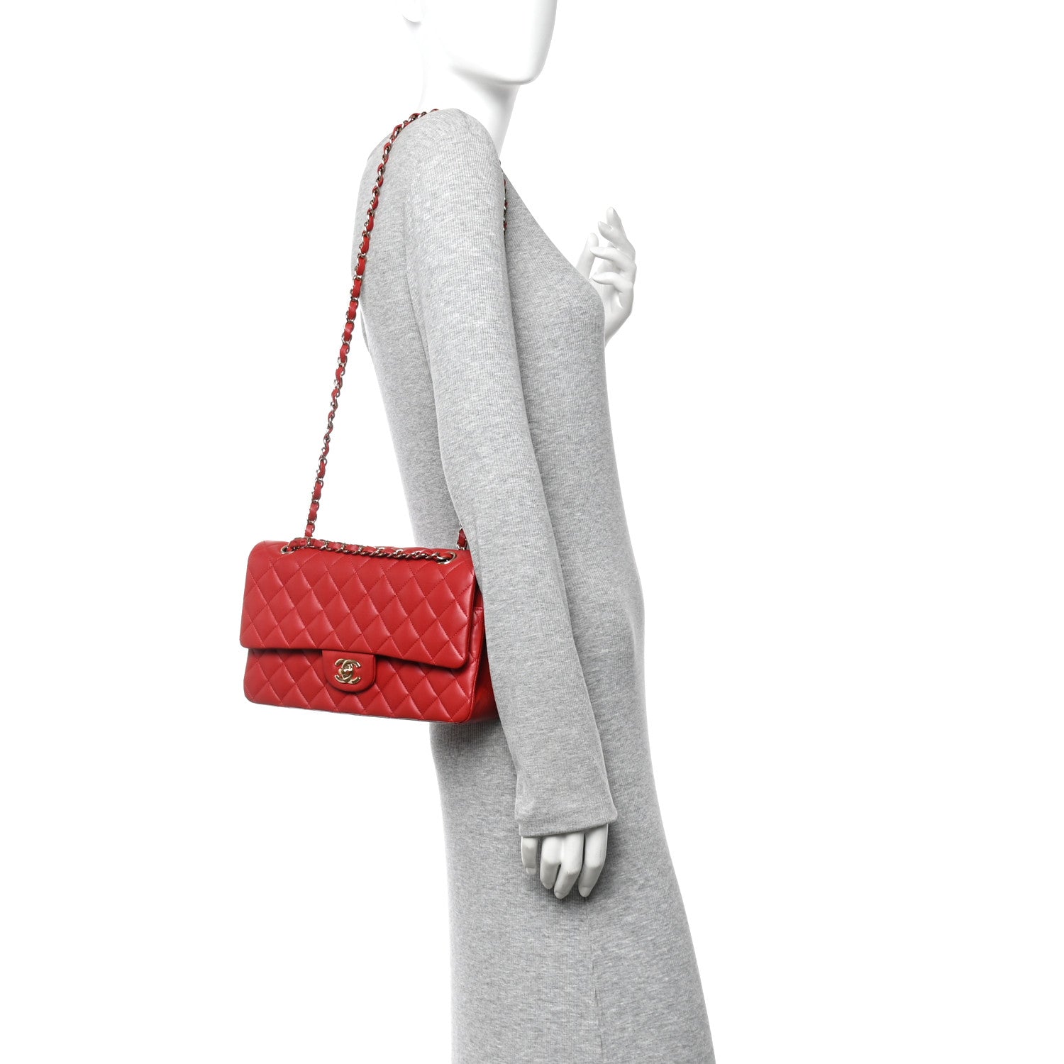 Chanel Lambskin Quilted Medium Double Flap Red 2 of 10