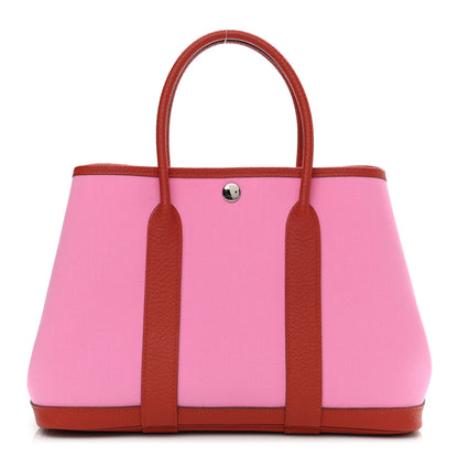 Hermes Toile Militaire Vache Country Garden Party Tote 30 Bubblegum Rouge Duchesse 1 of 10