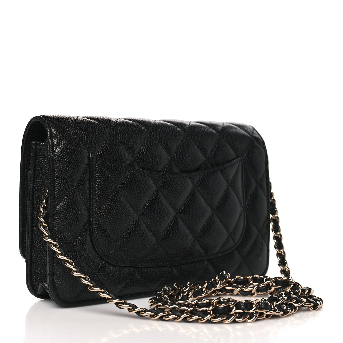 Caviar Quilted French New Wave Chain CC Wallet On Chain WOC Black