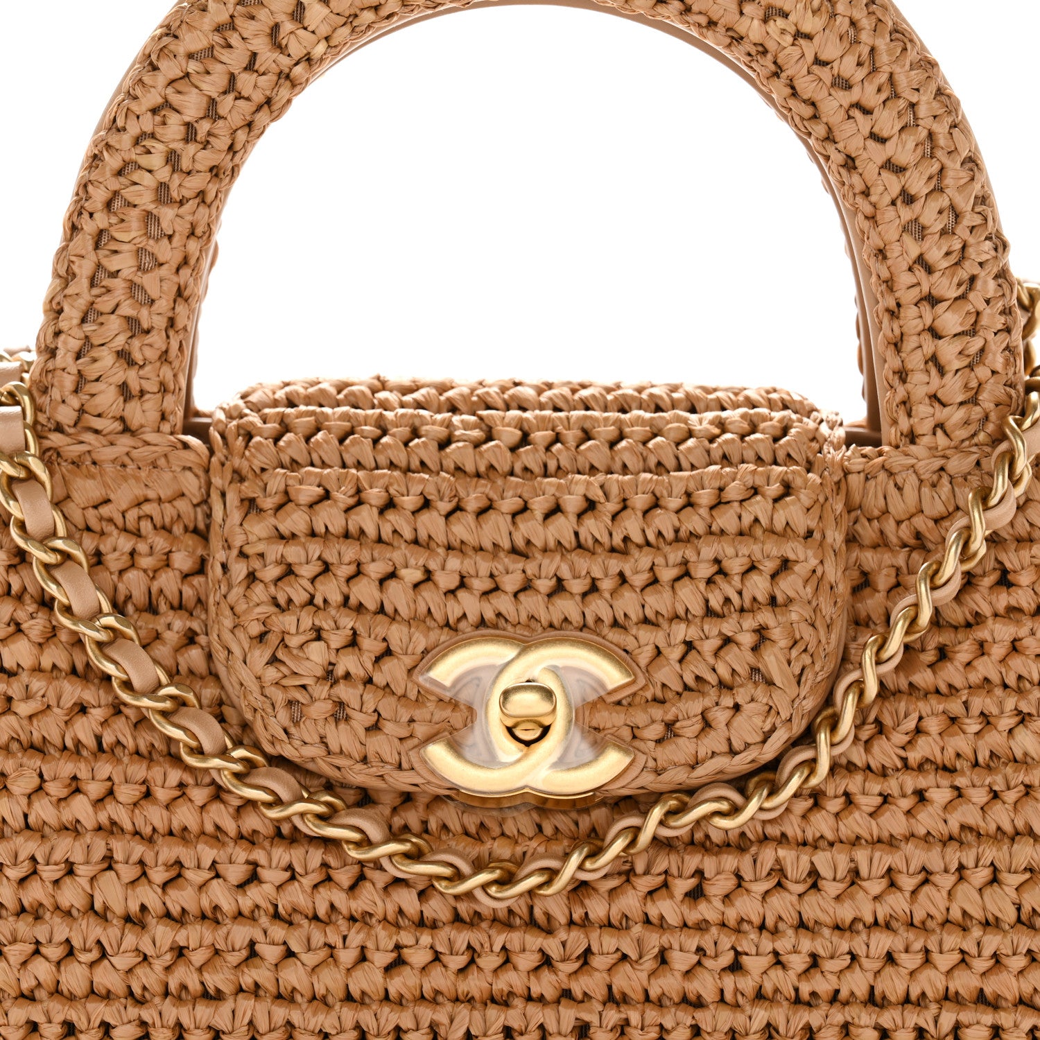Chanel Braided Raffia Nano Kelly Flap Bag Dark Beige 8 of 11