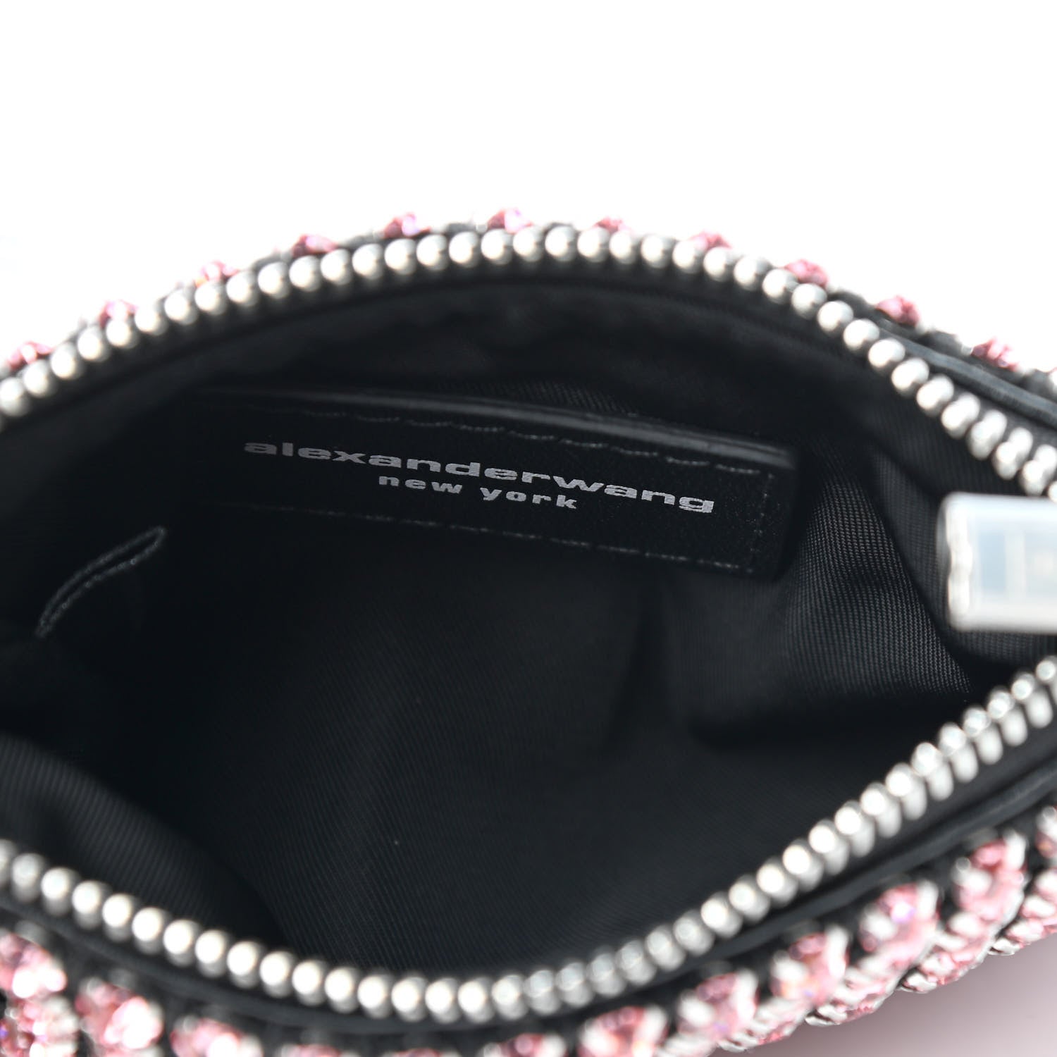 Alexander Wang Mesh Crystal Rhinestone Nano Heiress Shoulder Bag Black Pink 4 of 4