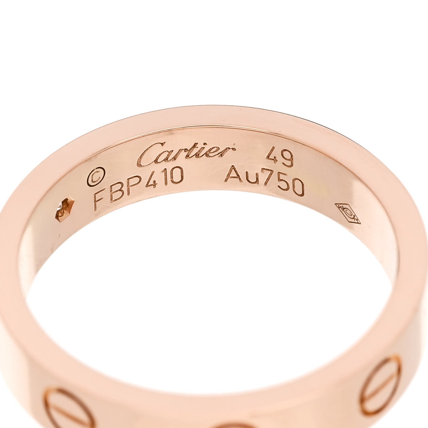 18K Pink Gold Diamond 4mm LOVE Wedding Band Ring 49 4.75