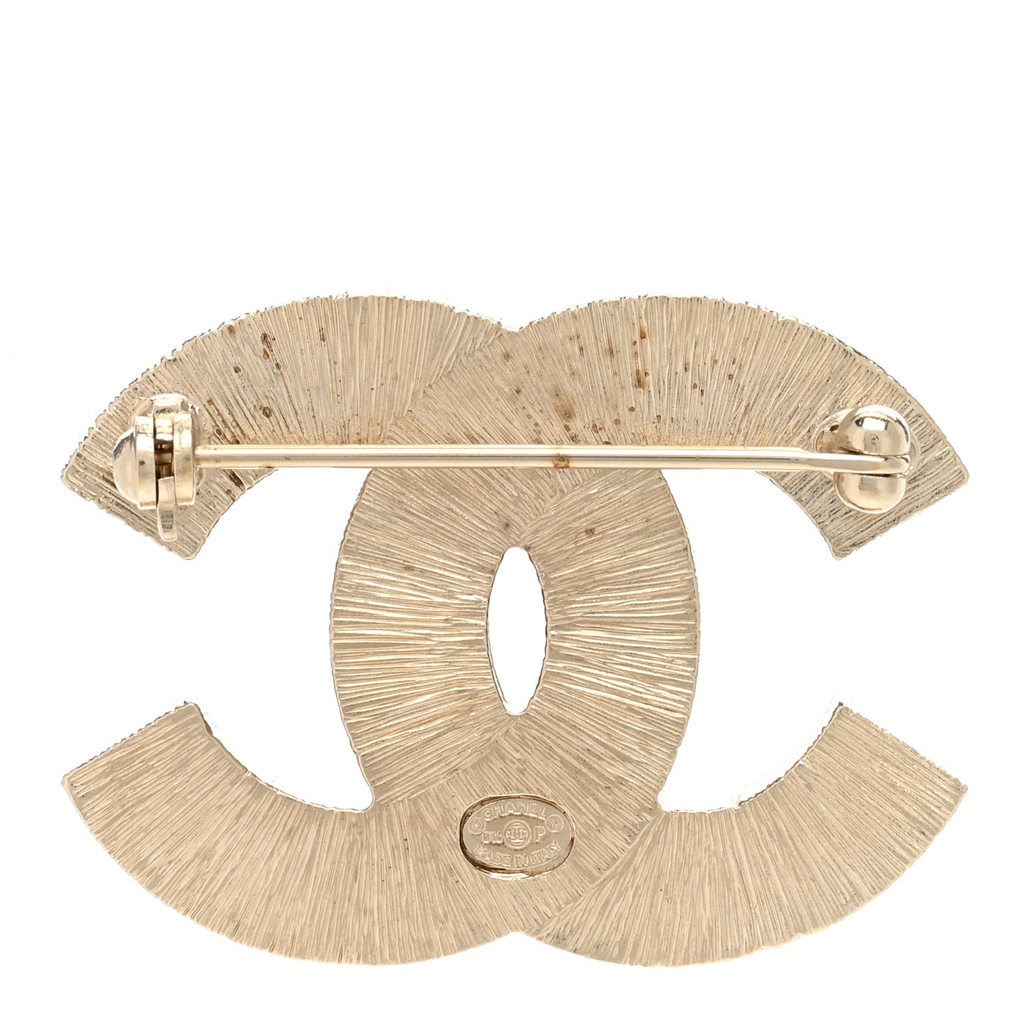 Pearl Enamel CC Brooch Black Gold