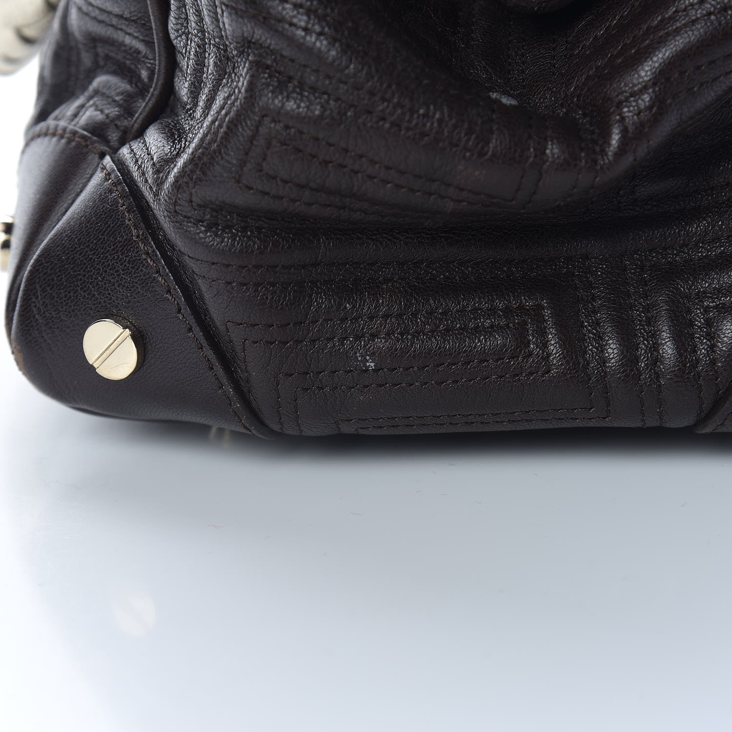Versace Lambskin Couture Snap Out Of It Bag Brown Gold 16 of 18