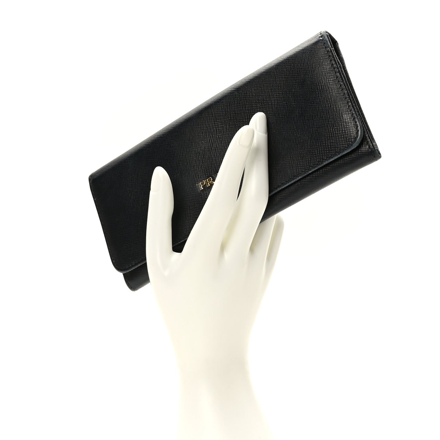 Saffiano Metal Continental Flap Wallet Black