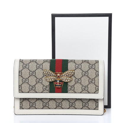 Gucci GG Supreme Monogram Web Queen Margaret Chain Wallet White 9 of 9