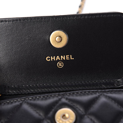 Chanel Lambskin Quilted Pearl Crush Clutch With Chain Black 5 of 10